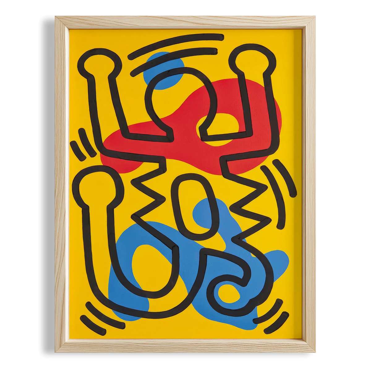 Renkli Dans - Keith Haring Ahşap Duvar Tablosu