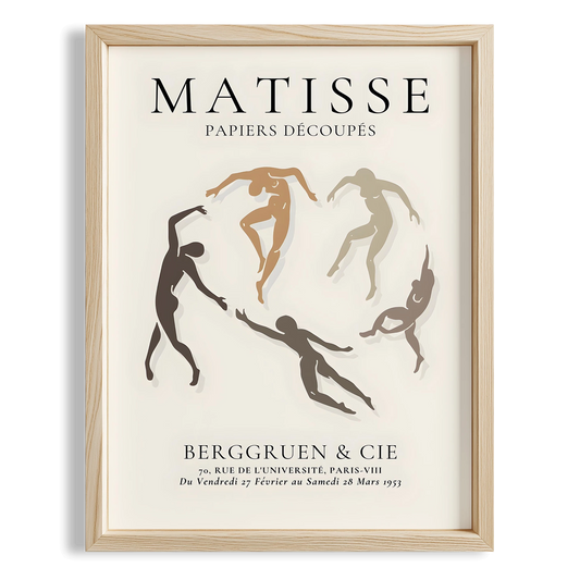Matisse Kağıt Kesimleri Serisi Dans Minimalist Kahve Tonları I Duvar Tablosu