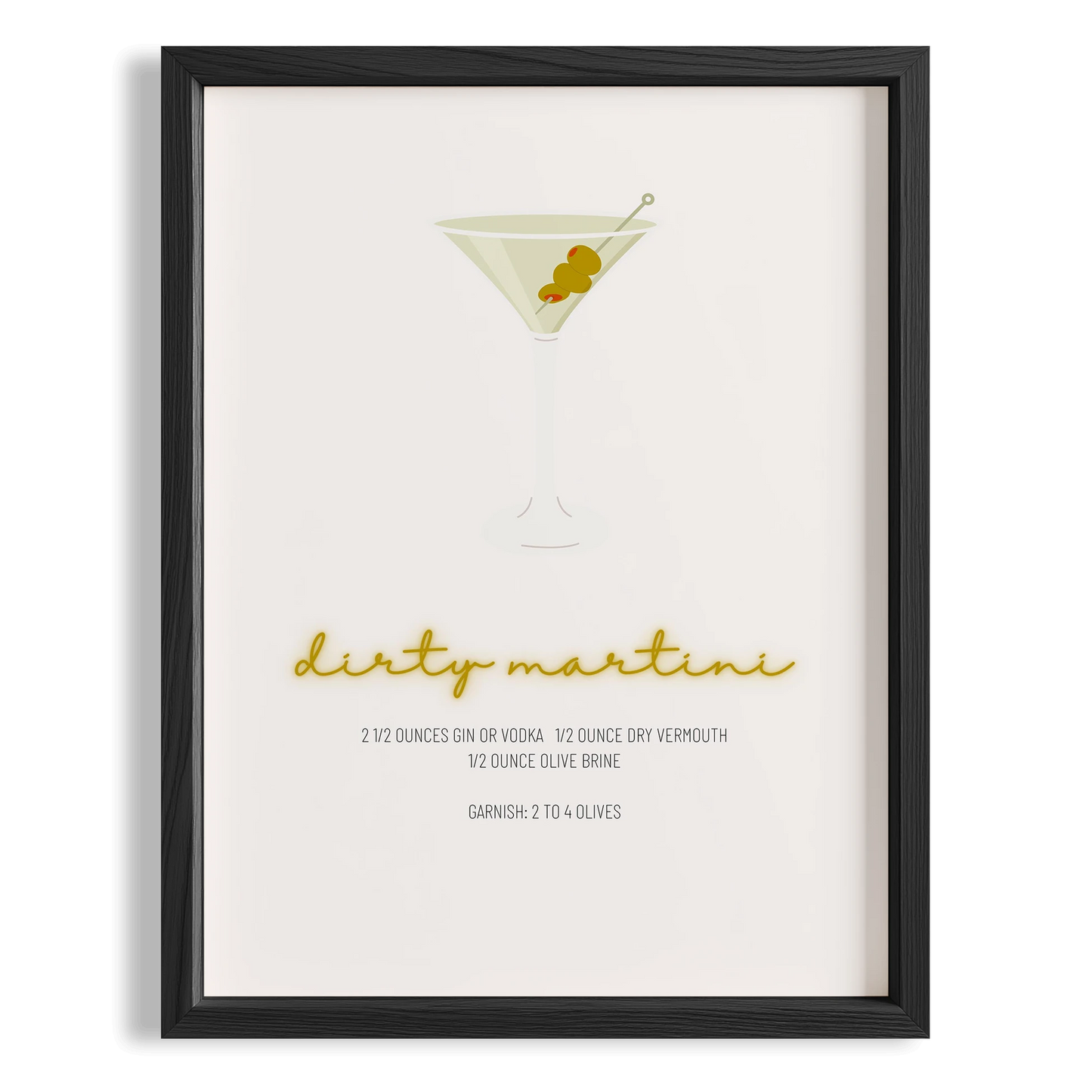 Dirty Martini Kokteyli Minimal Mutfak Duvar Tablosu