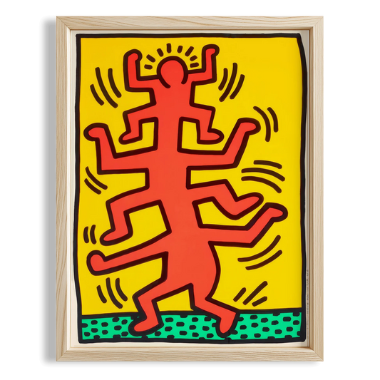 Dans Eden Figür - Keith Haring Ahşap Duvar Tablosu