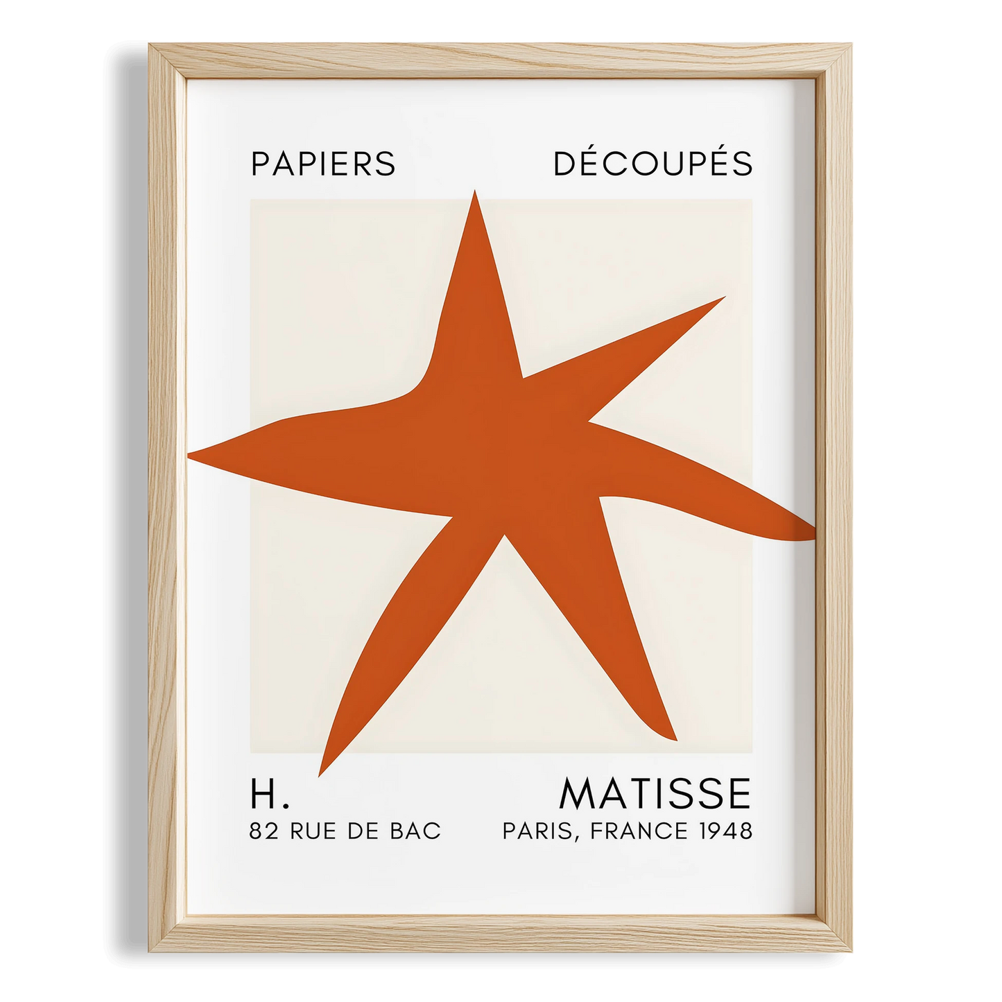 Matisse Kağıt Kesimleri Serisi Terracotta Soyut Yıldız I Duvar Tablosu