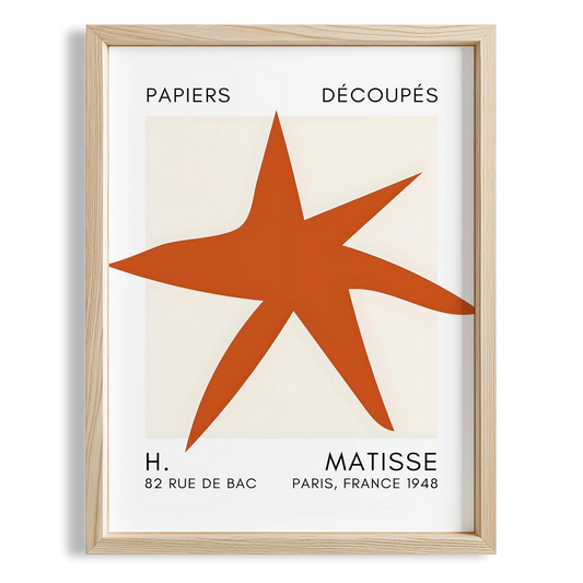 Matisse Kağıt Kesimleri Serisi Terracotta Soyut Yıldız I Duvar Tablosu