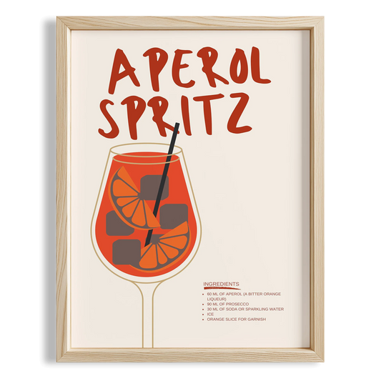 Aperol Spritz İllüstrasyon Kokteyl Tarifi Mutfak Duvar Tablosu