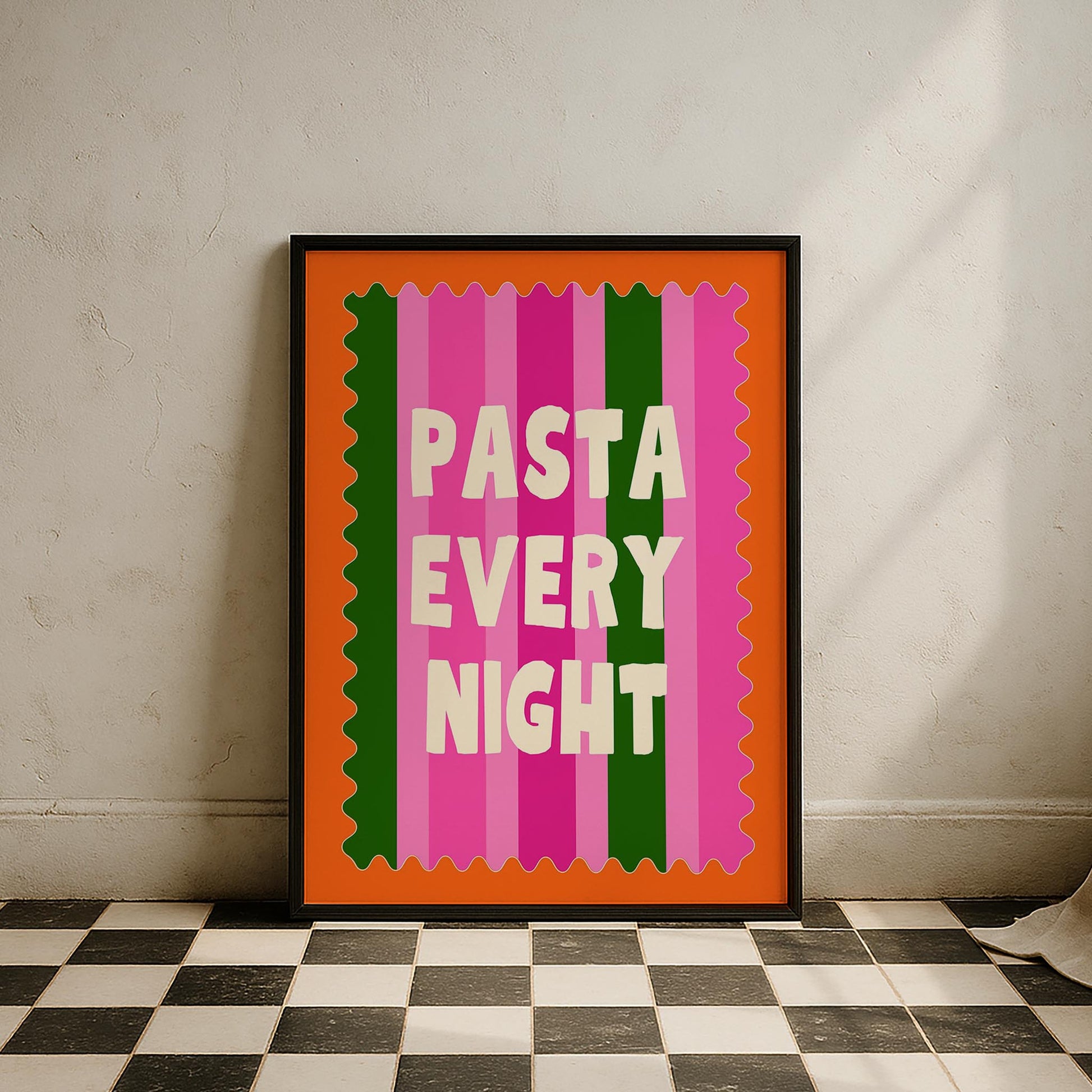 Pasta Every Night Her Gün Makarna Tipografi Mutfak Duvar Tablosu