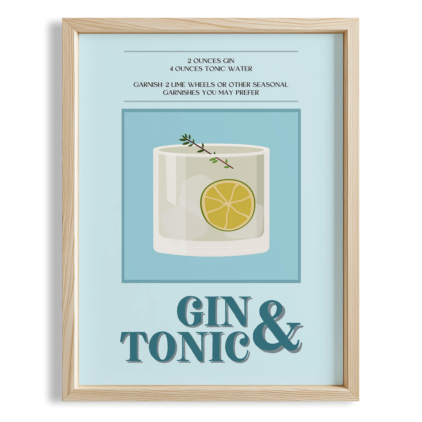 Gin & Tonic Kokteyl Tarifi Mutfak Duvar Tablosu