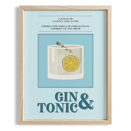 Gin & Tonic Kokteyl Tarifi Mutfak Duvar Tablosu