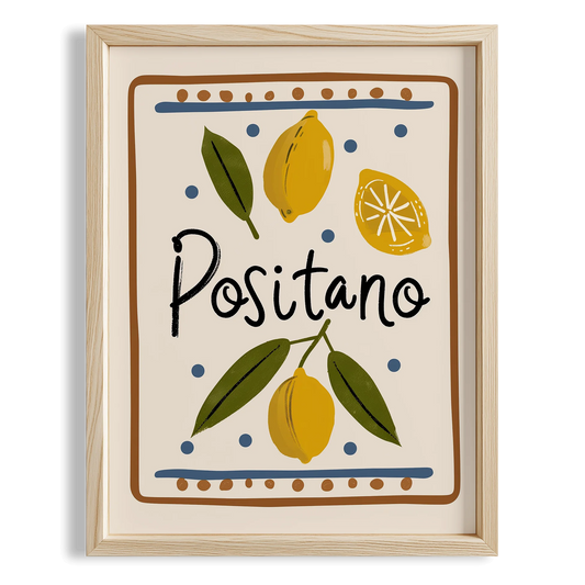 Amalfi & Positano Limonlar İtalyanca Tipografi Mutfak Duvar Tablosu