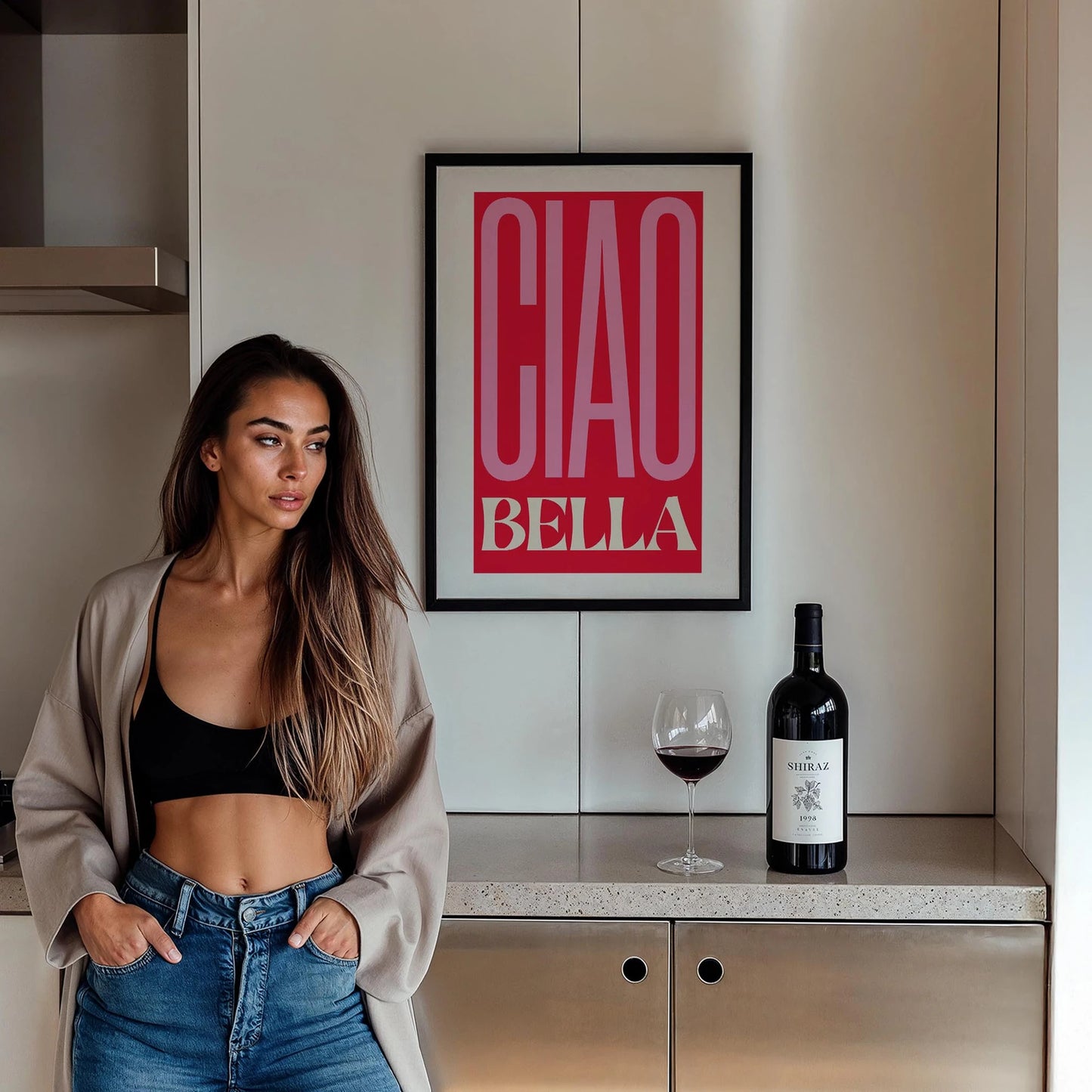 Ciao Bella İtalyan Tipografi Mutfak Duvar Tablosu
