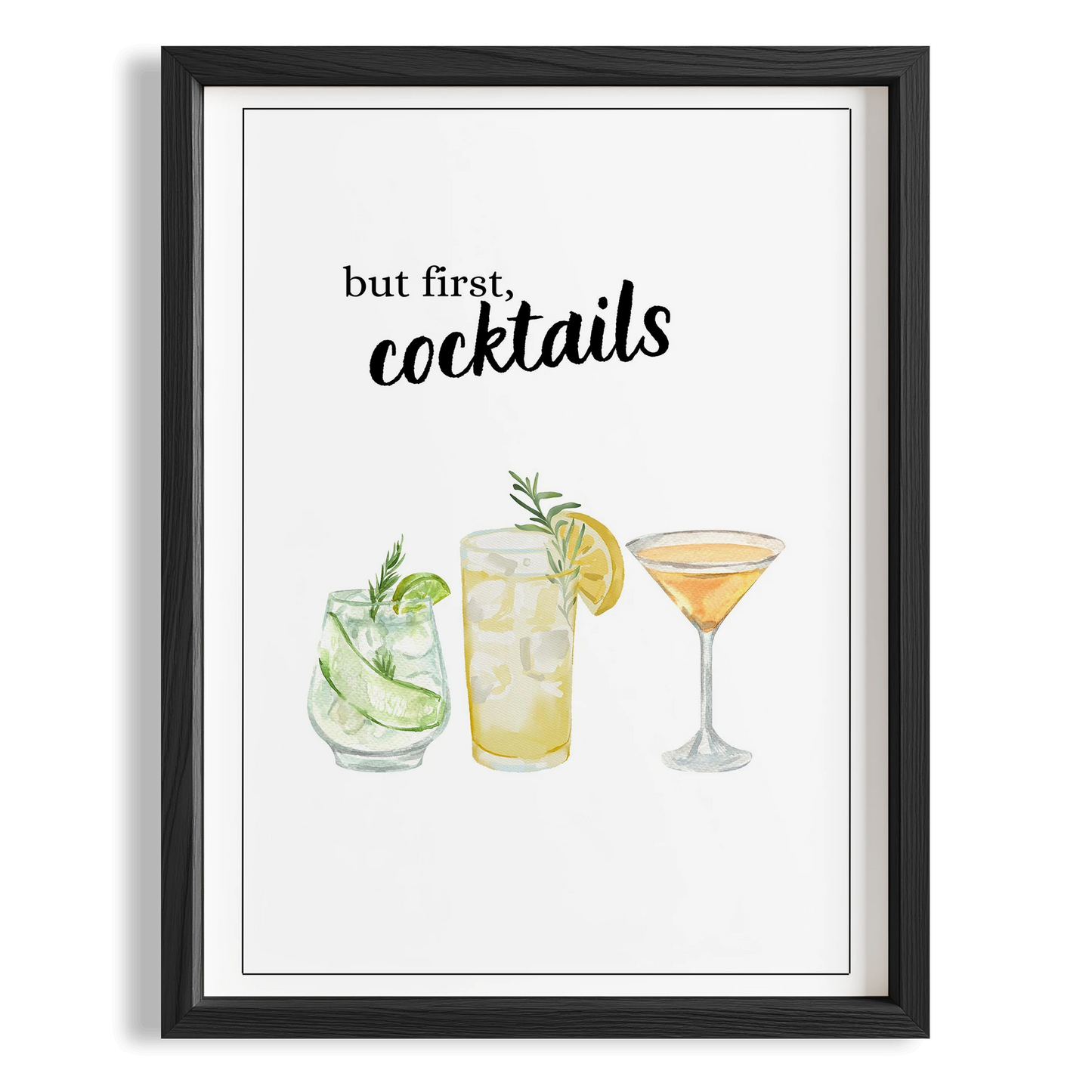 But First Cocktails Tipografik Mutfak Duvar Tablosu