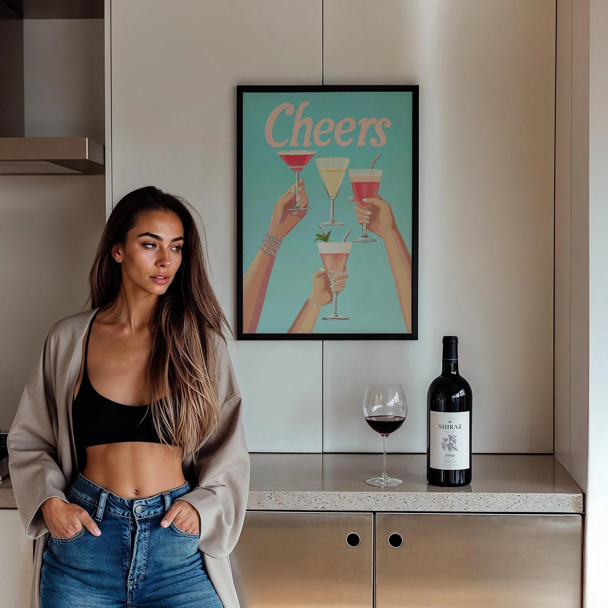 Cheers Tipografi Retro Maximalist Mutfak Duvar Tablosu