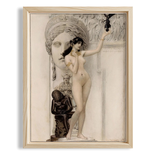 Heykel ve Kadın - Gustav Klimt Ahşap Duvar Tablosu