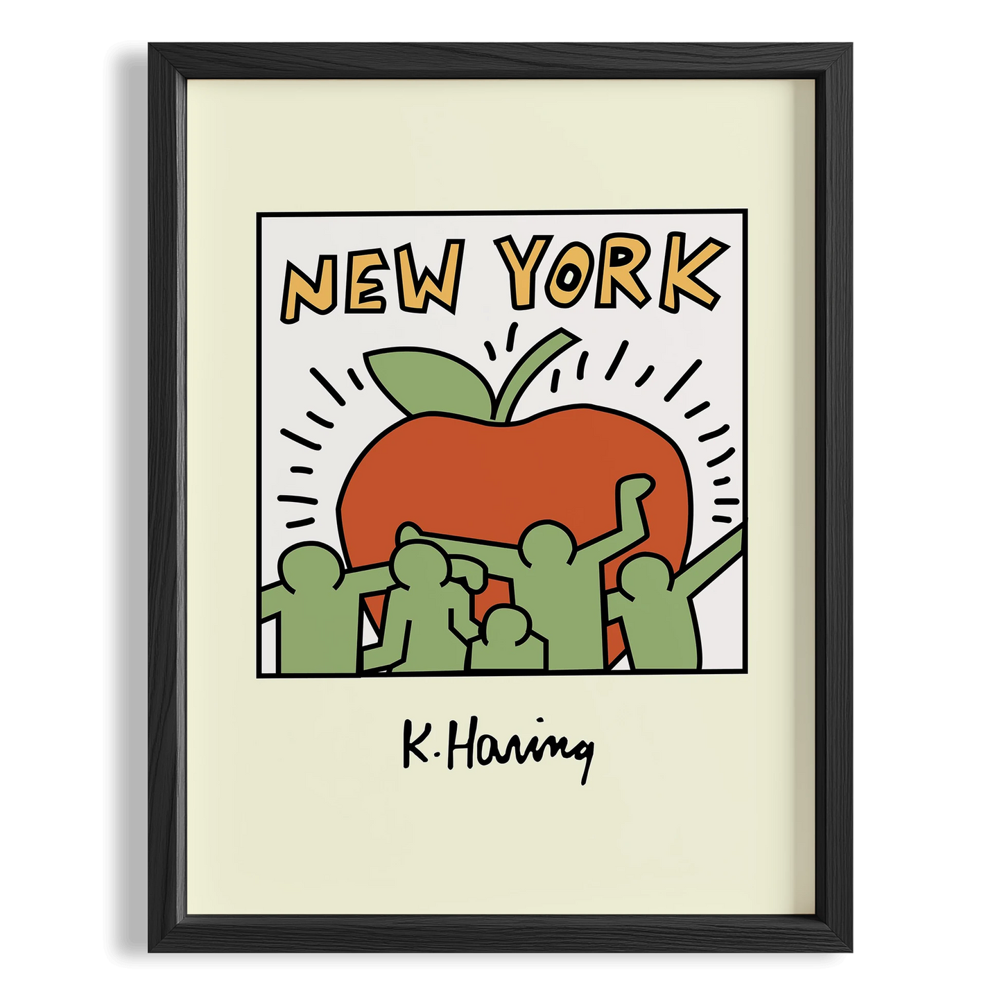 New York Kalbi - Keith Haring Ahşap Duvar Tablosu