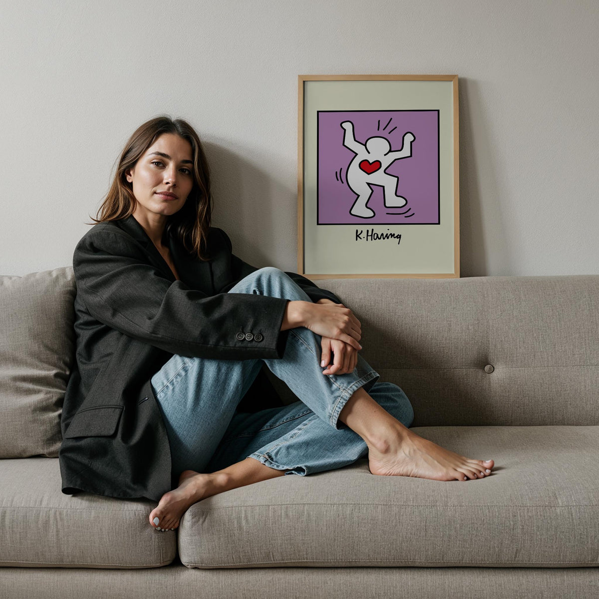 Kalpli Dansçı - Keith Haring Ahşap Duvar Tablosu