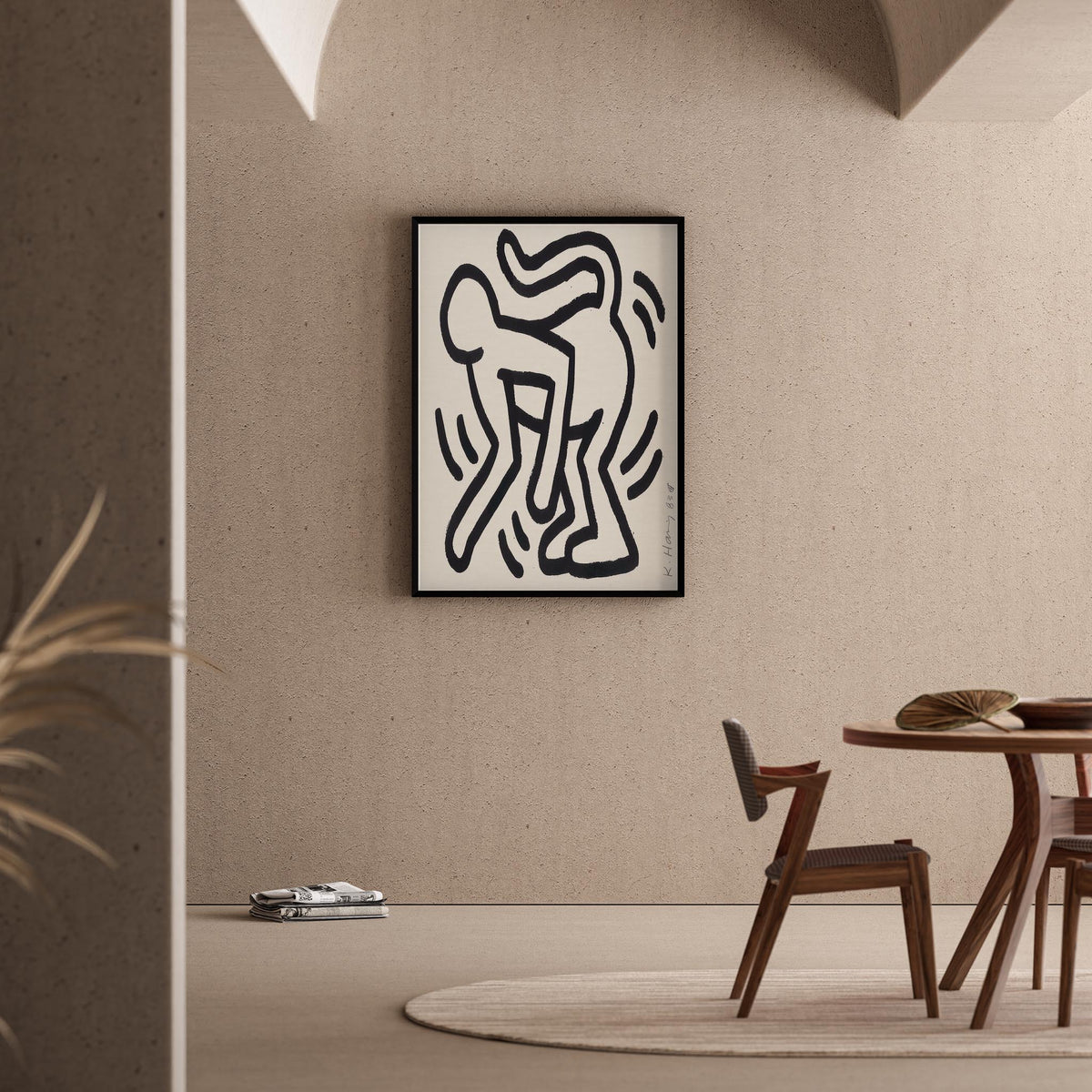 Dans Eden Çift - Keith Haring Ahşap Duvar Tablosu