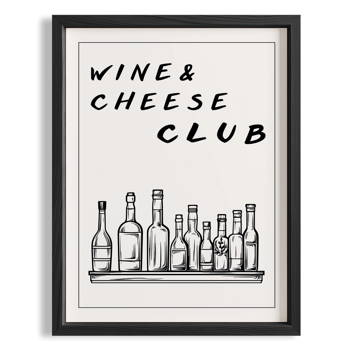 Wine & Cheese Club Tipografik Mutfak Duvar Tablosu