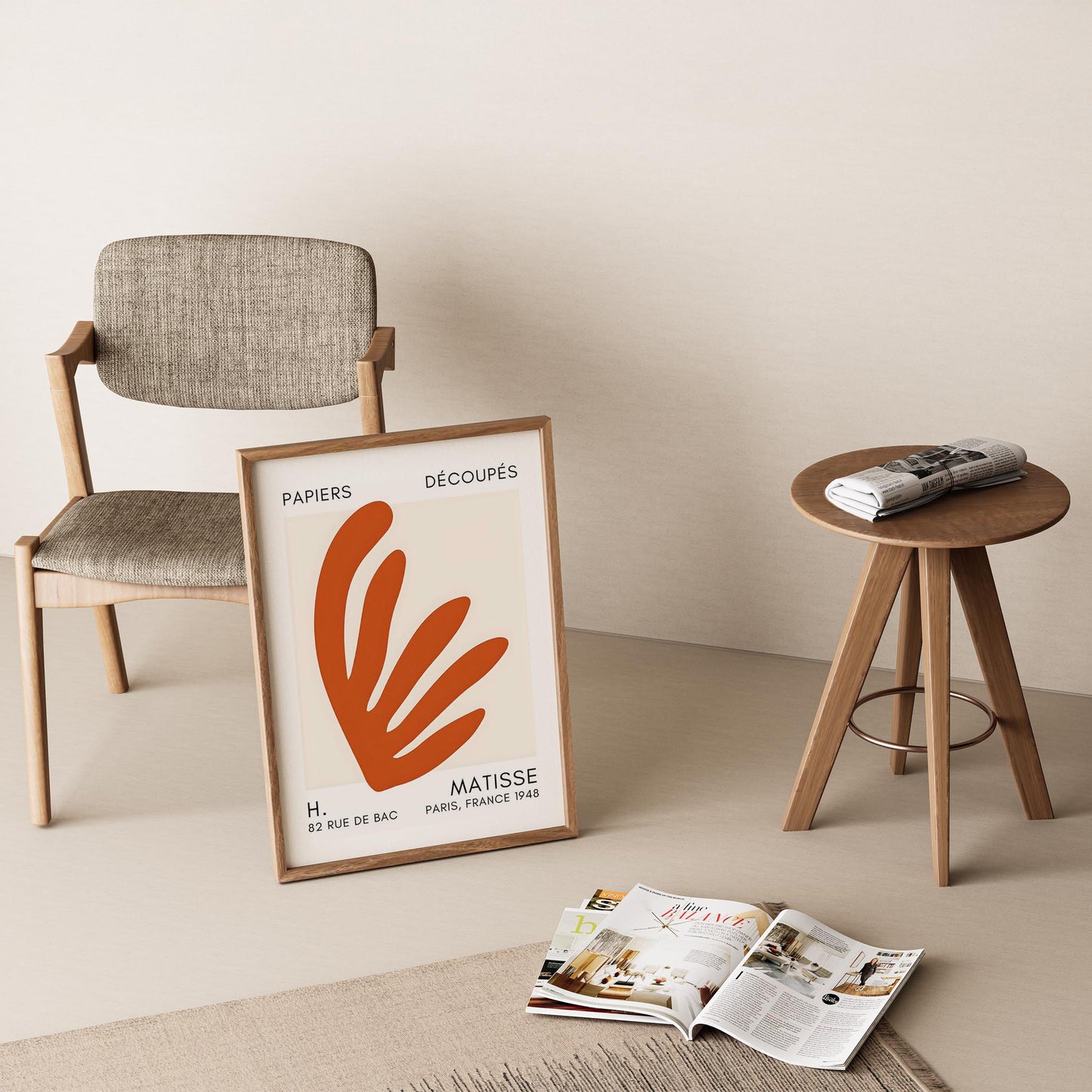 Matisse Kağıt Kesimleri Serisi Terracotta Soyut Yaprak I Duvar Tablosu