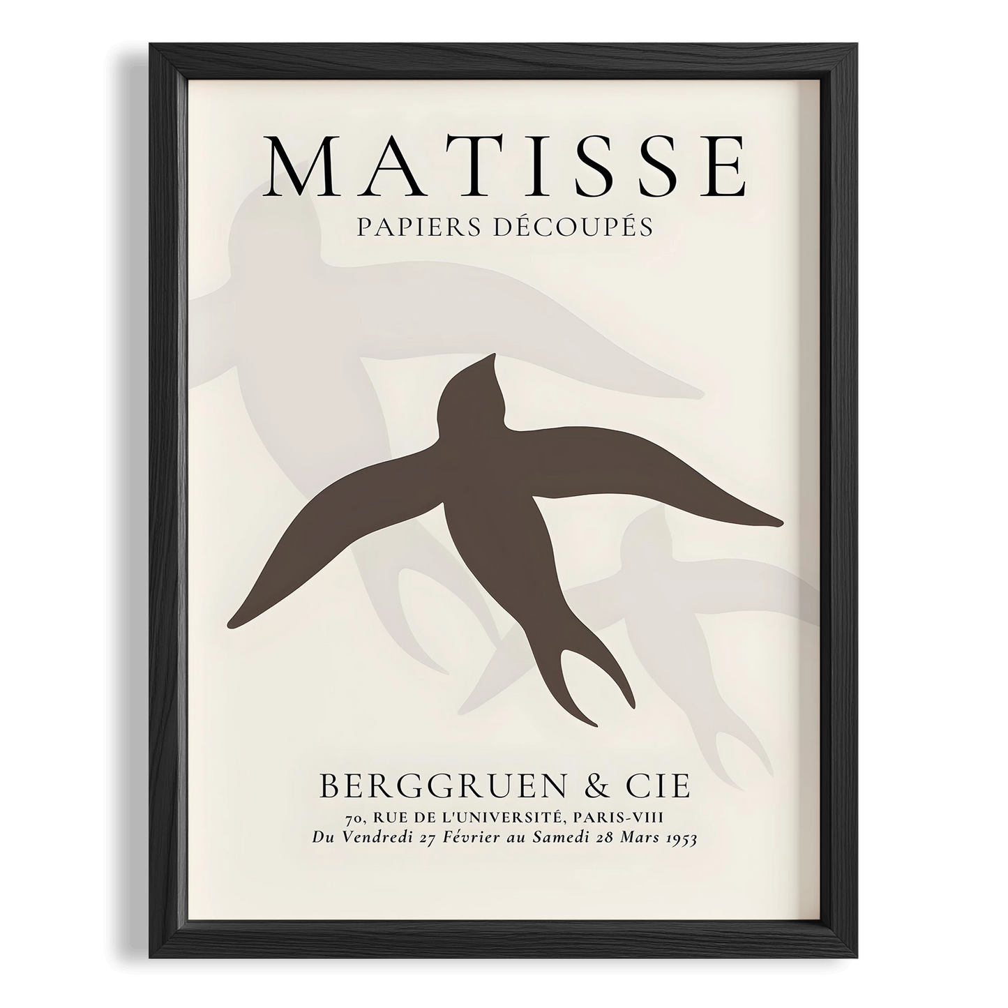 Matisse Kağıt Kesimleri Serisi Minimalist Kahve Tonları Kuş I Duvar Tablosu