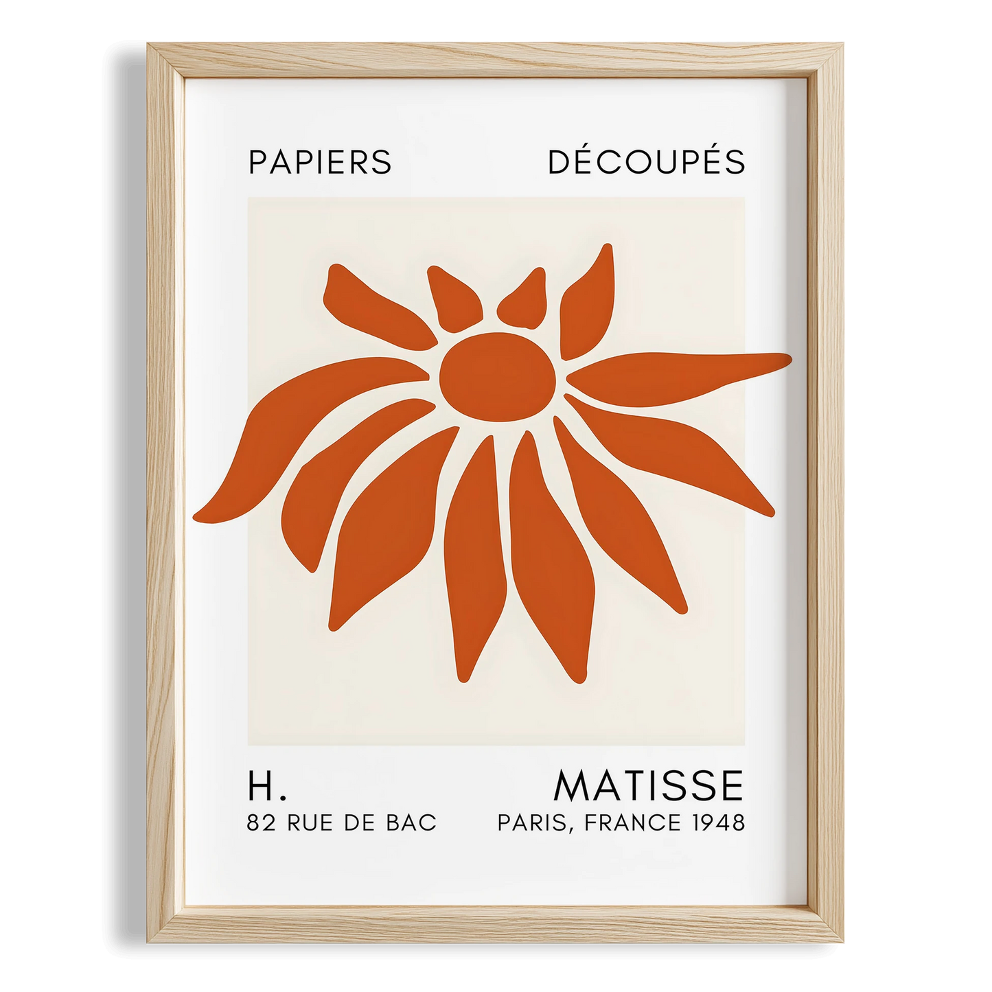Matisse Kağıt Kesimleri Serisi Terracotta Soyut Çiçek I Duvar Tablosu