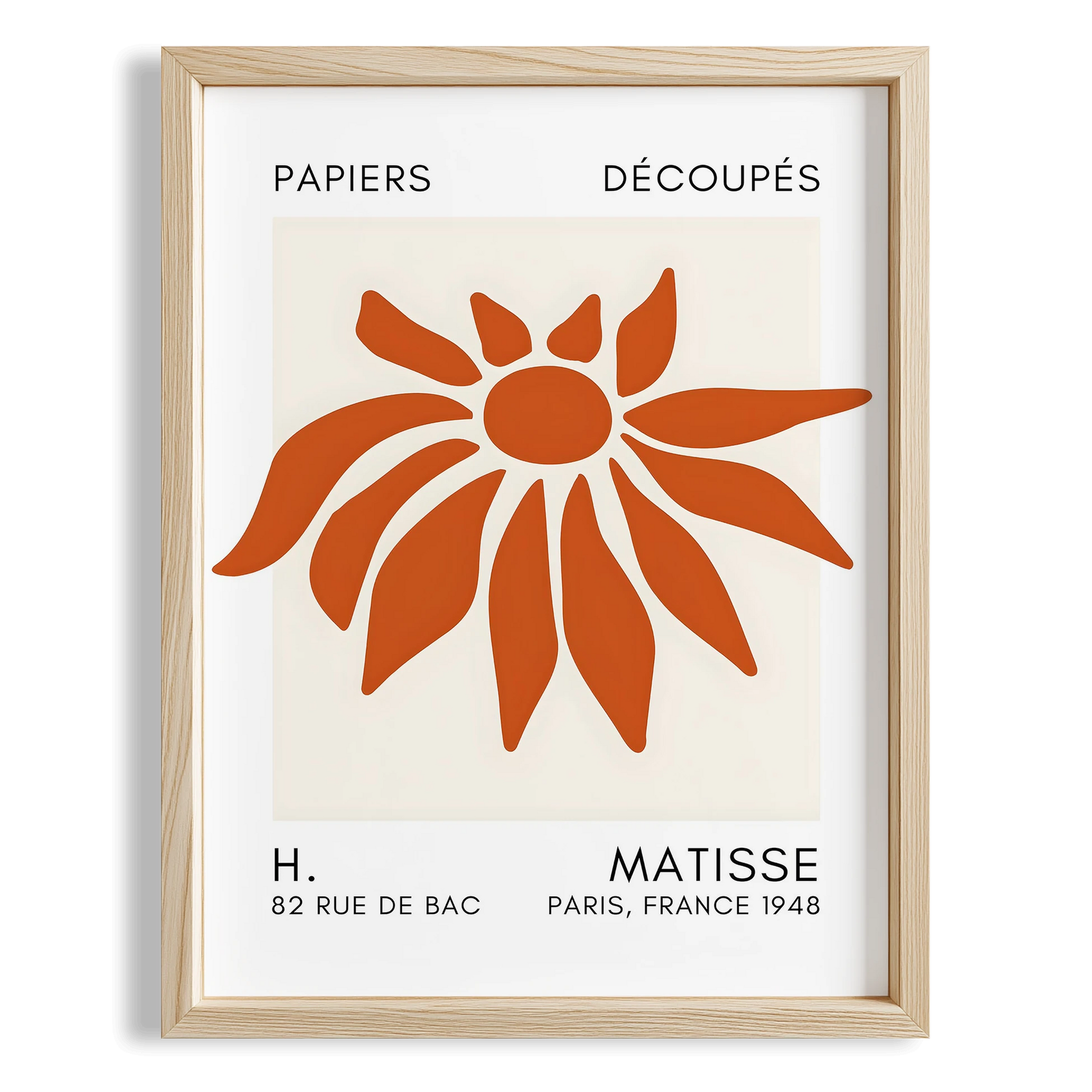 Matisse Kağıt Kesimleri Serisi Terracotta Soyut Çiçek I Duvar Tablosu