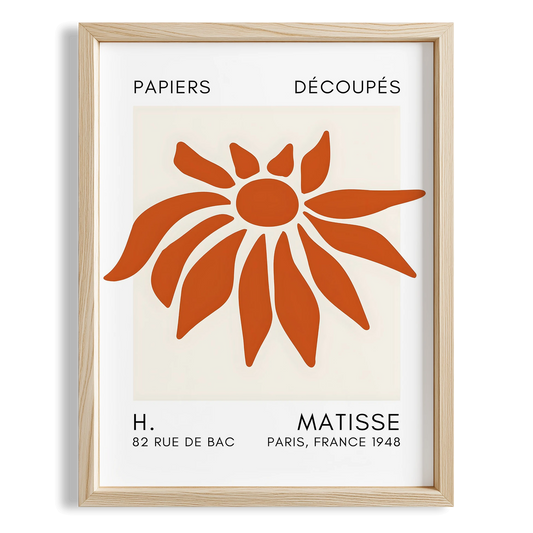 Matisse Kağıt Kesimleri Serisi Terracotta Soyut Çiçek I Duvar Tablosu