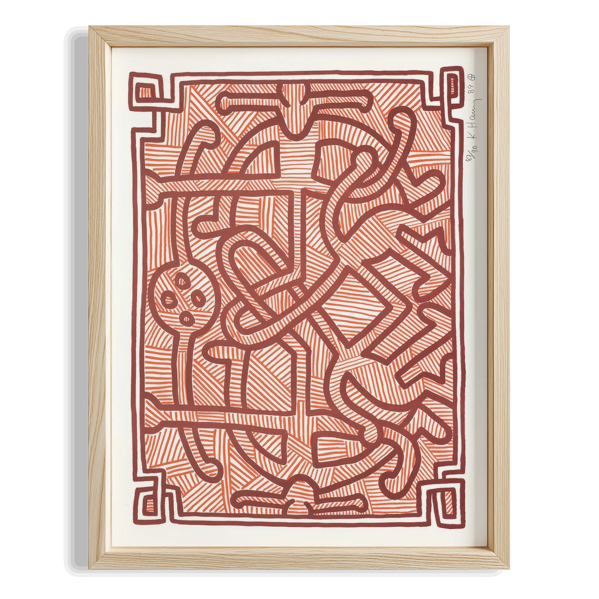 Labirent Deseni - Keith Haring Ahşap Duvar Tablosu