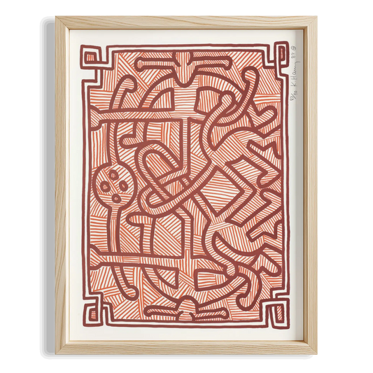 Labirent Deseni - Keith Haring Ahşap Duvar Tablosu