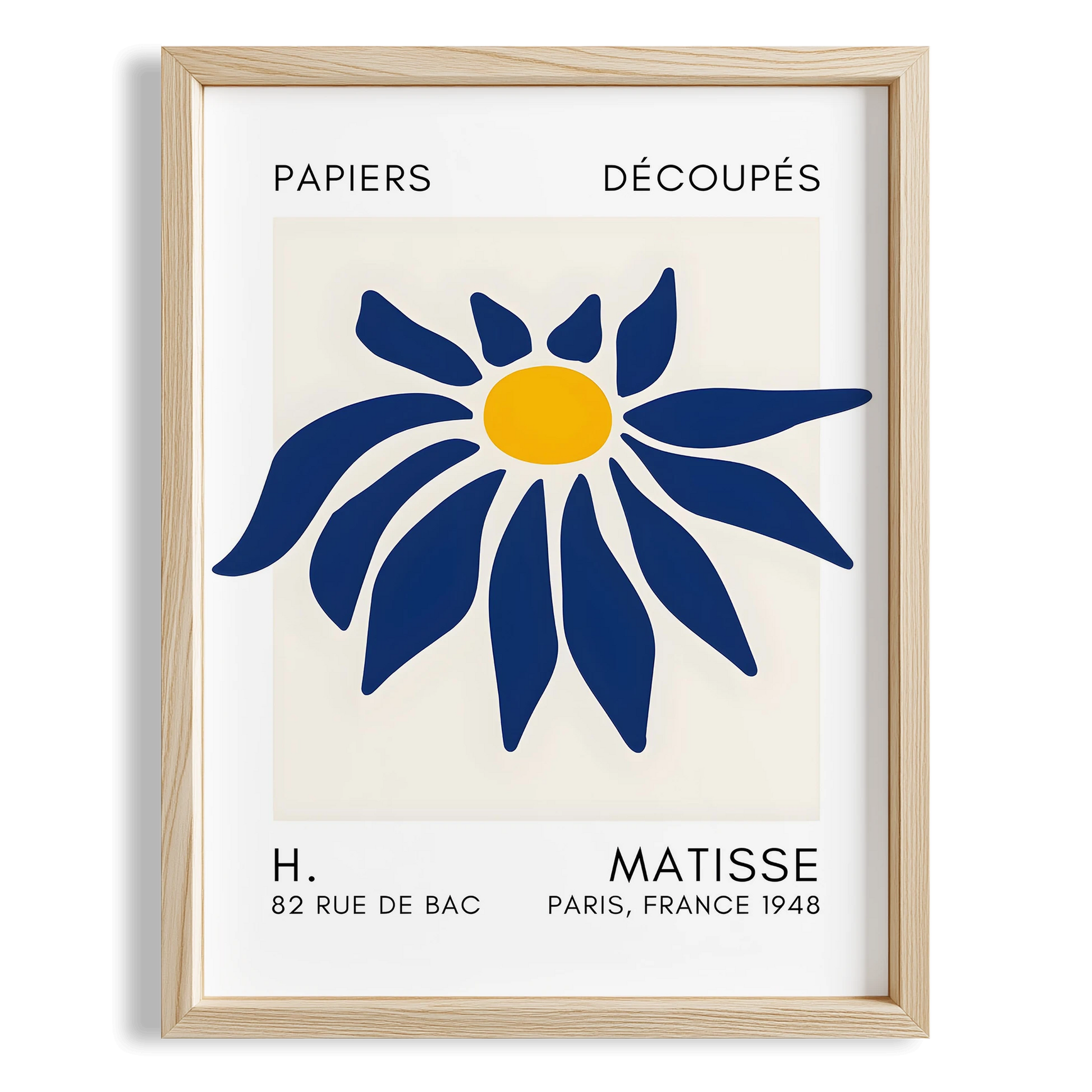 Matisse Kağıt Kesimleri Serisi Lacivert Soyut Çiçek I Duvar Tablosu