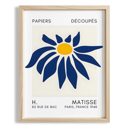 Matisse Kağıt Kesimleri Serisi Lacivert Soyut Çiçek I Duvar Tablosu