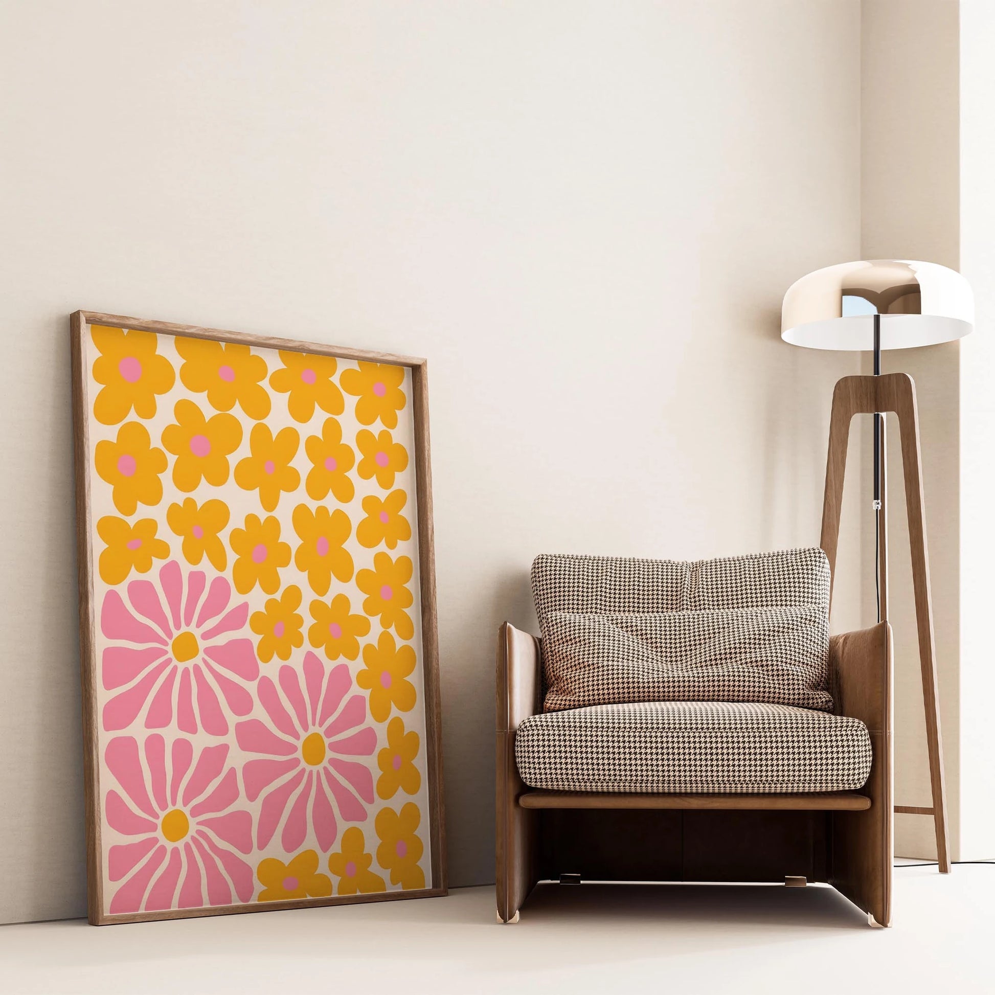 Matisse Kağıt Kesimleri Abstract Serisi Sarı Soyut Çiçekler I Duvar Tablosu