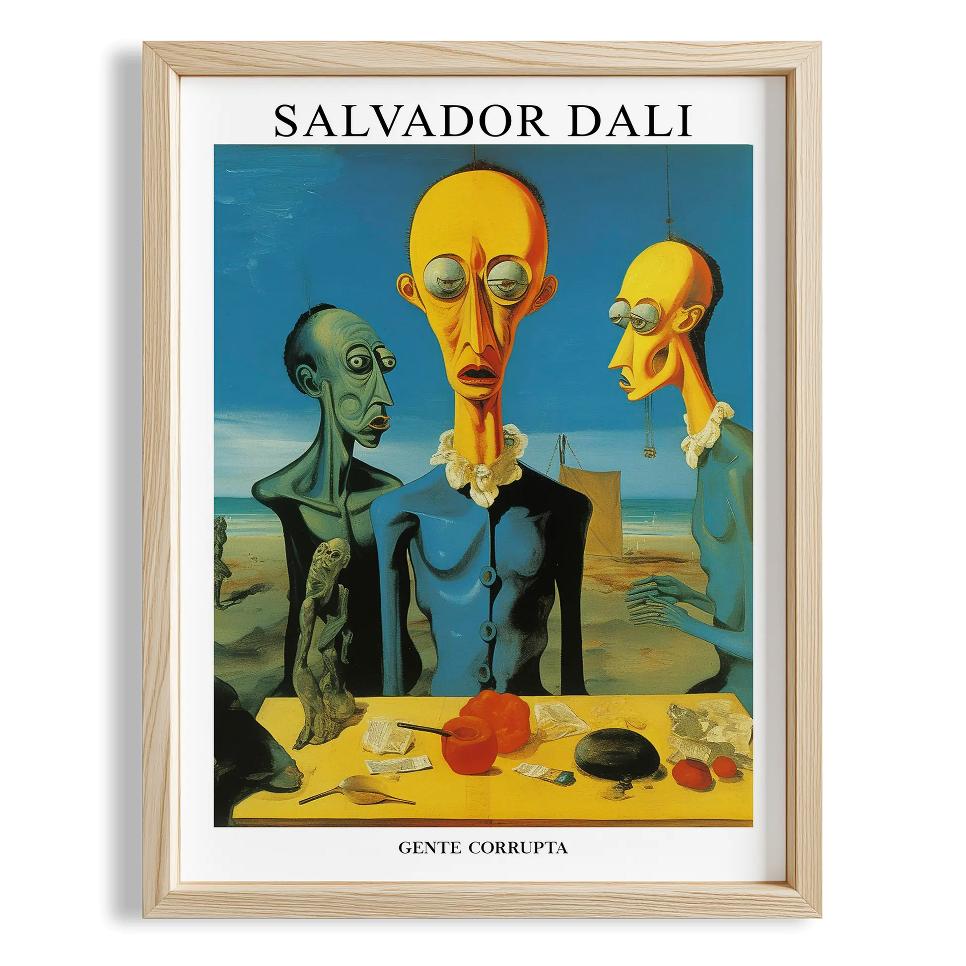 Üç Figür - Salvador Dali Ahşap Duvar Tablosu