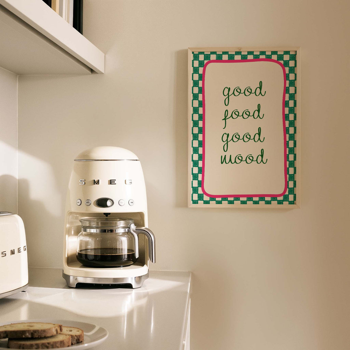 Good Food Good Mood Tipografi Mutfak Duvar Tablosu