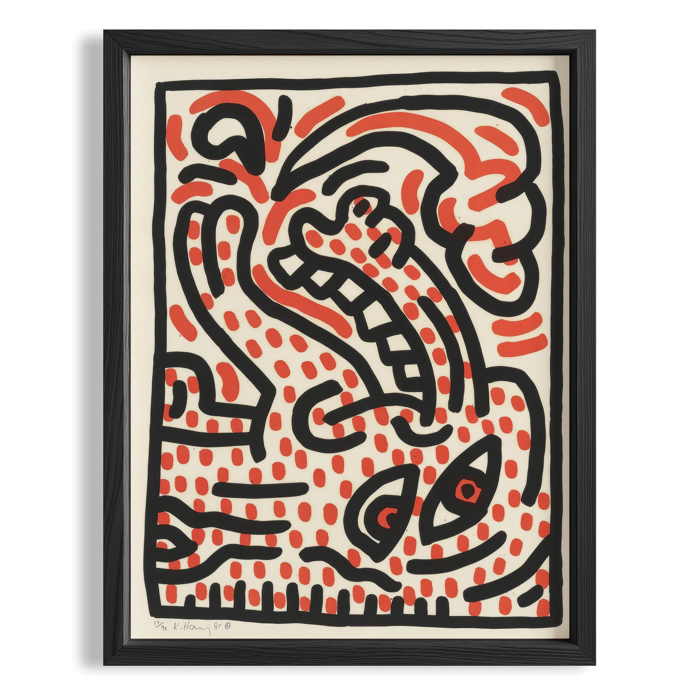 Soyut Desen - Keith Haring Ahşap Duvar Tablosu