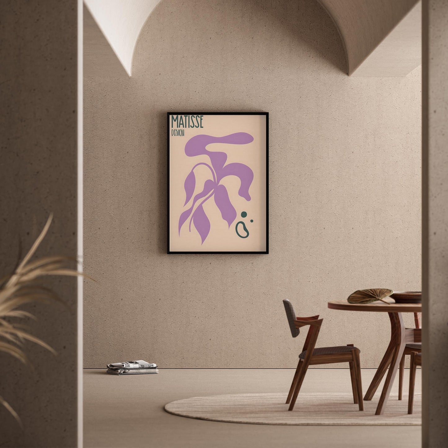 Matisse Kağıt Kesimleri Abstract Serisi Lila Bej Yaprak ve Dallar I Duvar Tablosu
