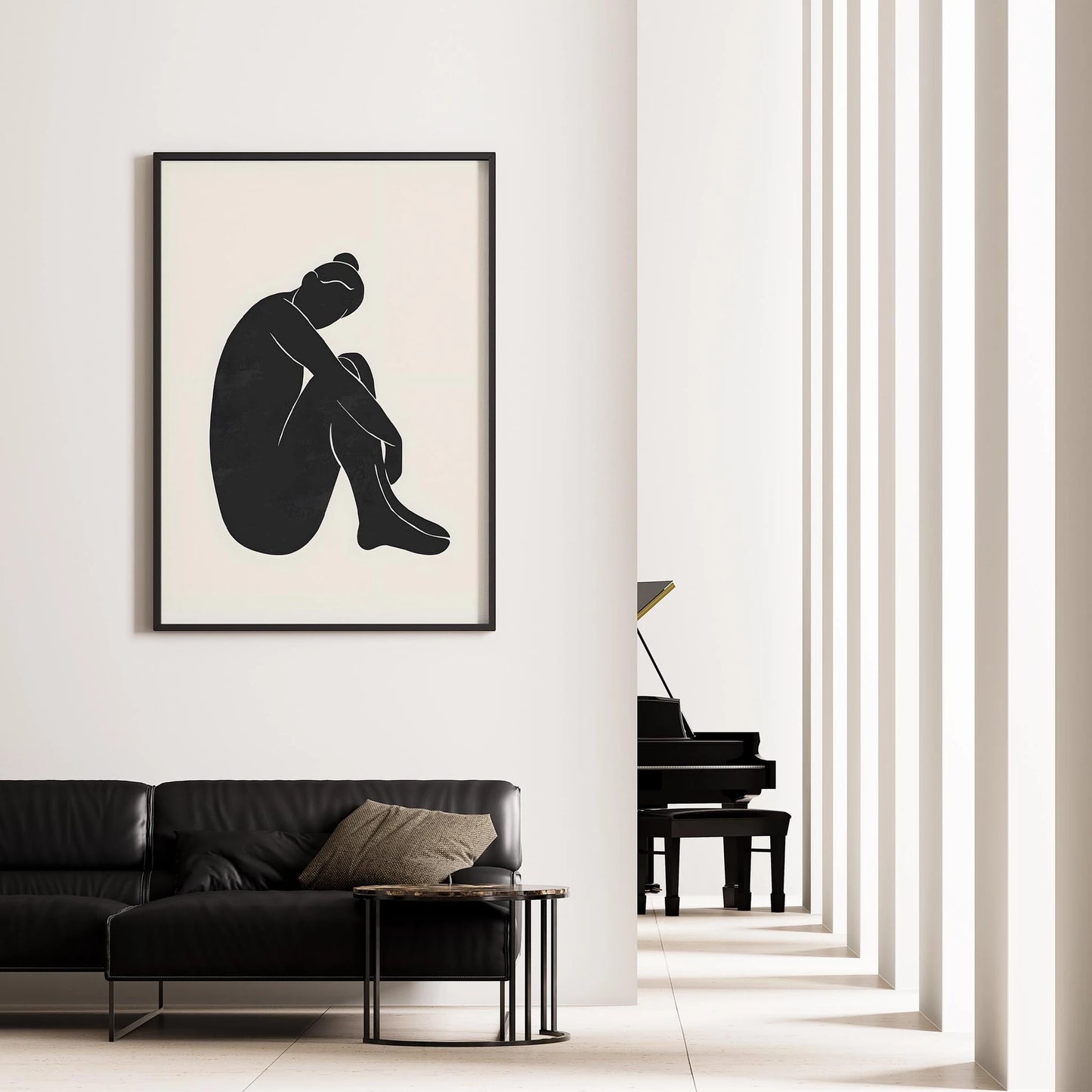 Matisse Kağıt Kesimleri Serisi Siyah Minimalist Kadın Figürü I Duvar Tablosu