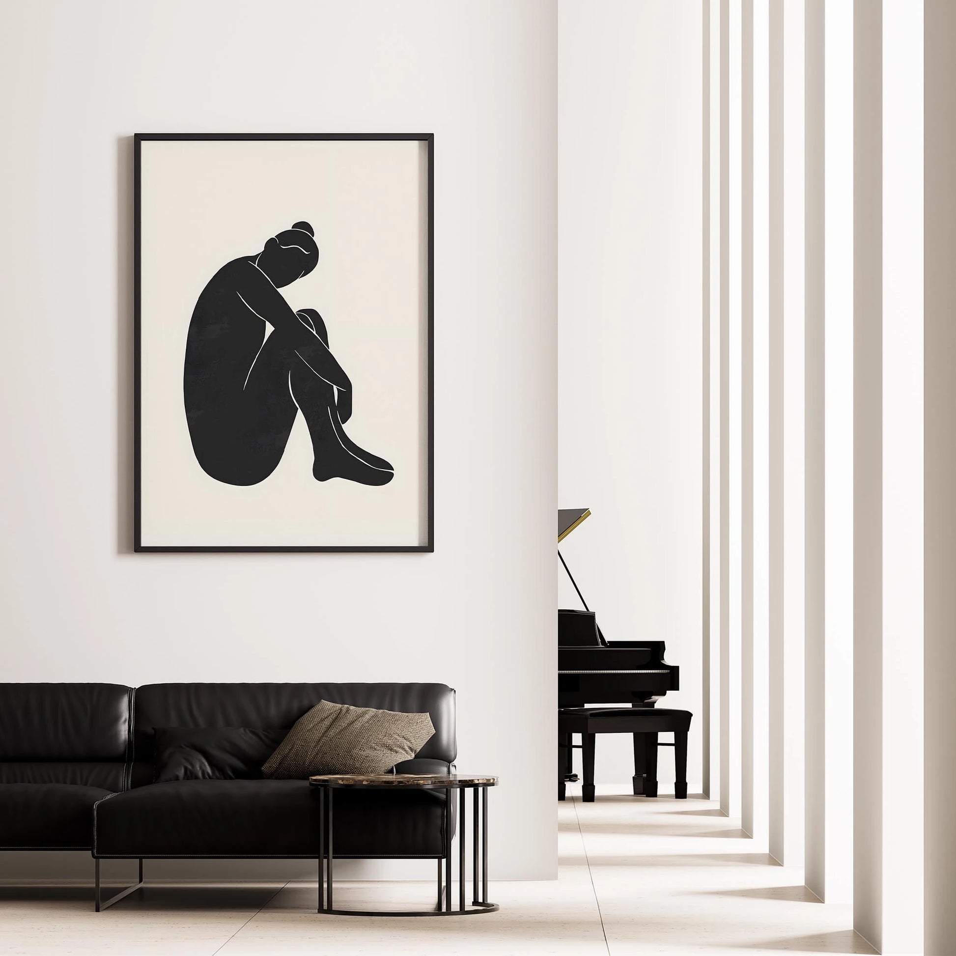 Matisse Kağıt Kesimleri Serisi Siyah Minimalist Kadın Figürü I Duvar Tablosu