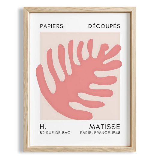 Matisse Kağıt Kesimleri Serisi Toz Pembe Soyut Palmiye Yaprağı I Duvar Tablosu