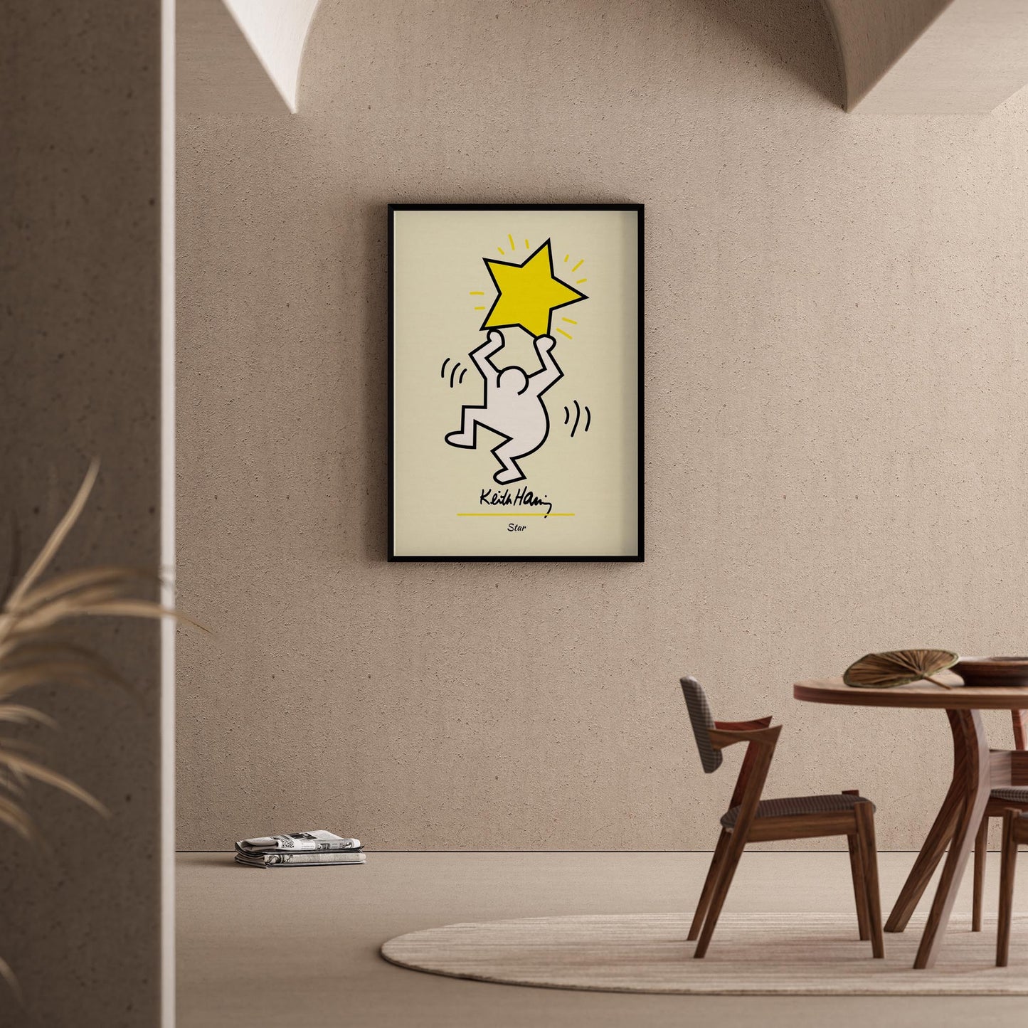 Yıldız Taşıyan Adam - Keith Haring Ahşap Duvar Tablosu