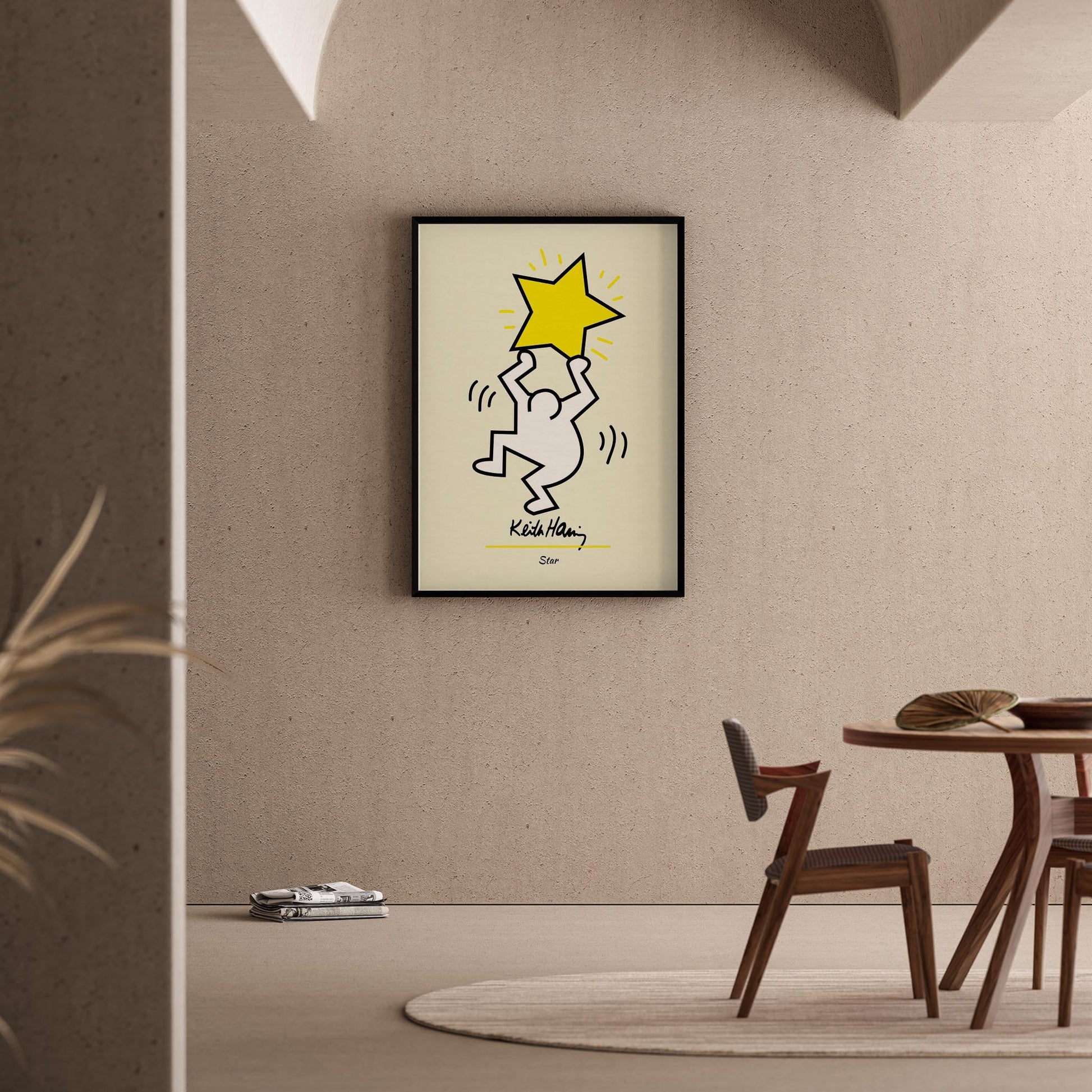 Yıldız Taşıyan Adam - Keith Haring Ahşap Duvar Tablosu