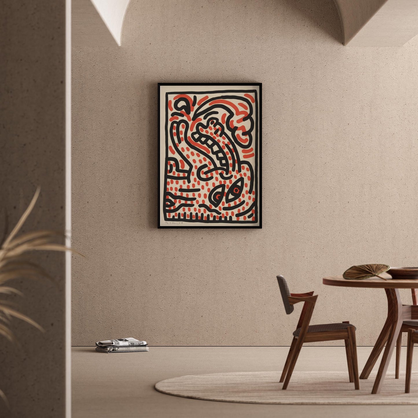 Soyut Desen - Keith Haring Ahşap Duvar Tablosu