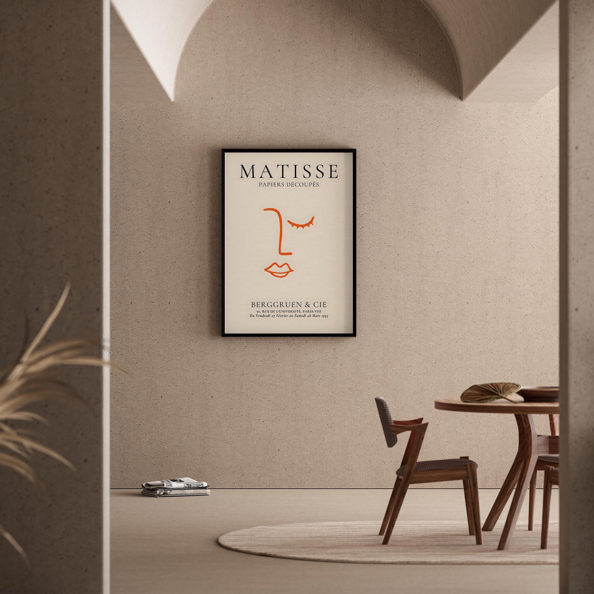 Matisse Kağıt Kesitleri Minimalist Kadın Yüzü Soyut Çizgi I Duvar Tablosu