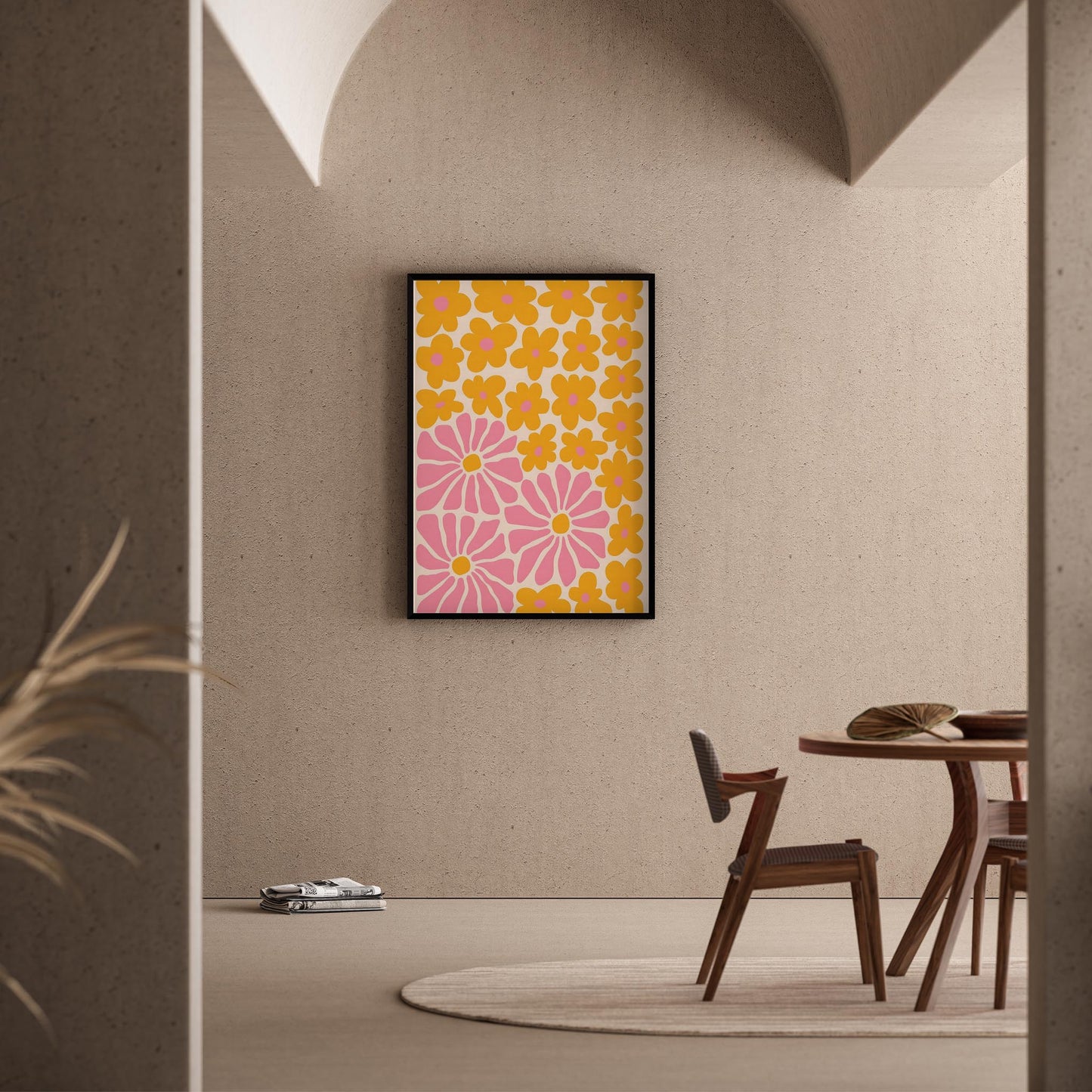 Matisse Kağıt Kesimleri Abstract Serisi Sarı Soyut Çiçekler I Duvar Tablosu
