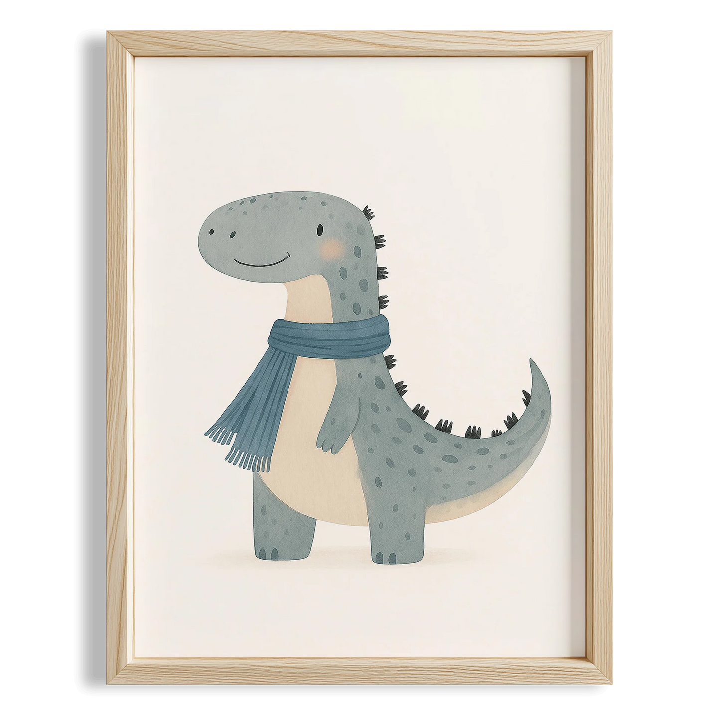 Fülarlı Dinozor Mavi Minimalist Erkek Çocuk Odası Ahşap Tablo