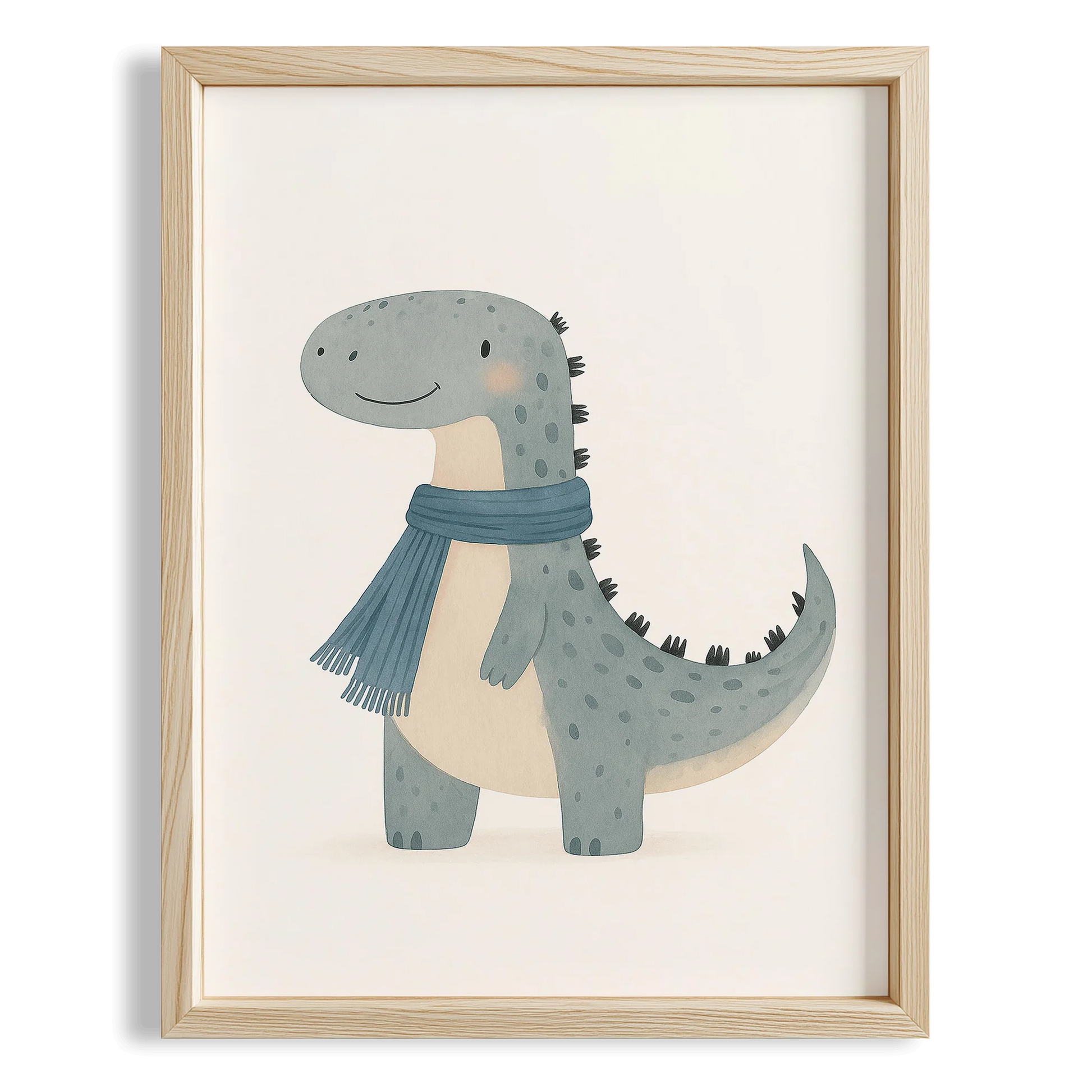 Fülarlı Dinozor Mavi Minimalist Erkek Çocuk Odası Ahşap Tablo