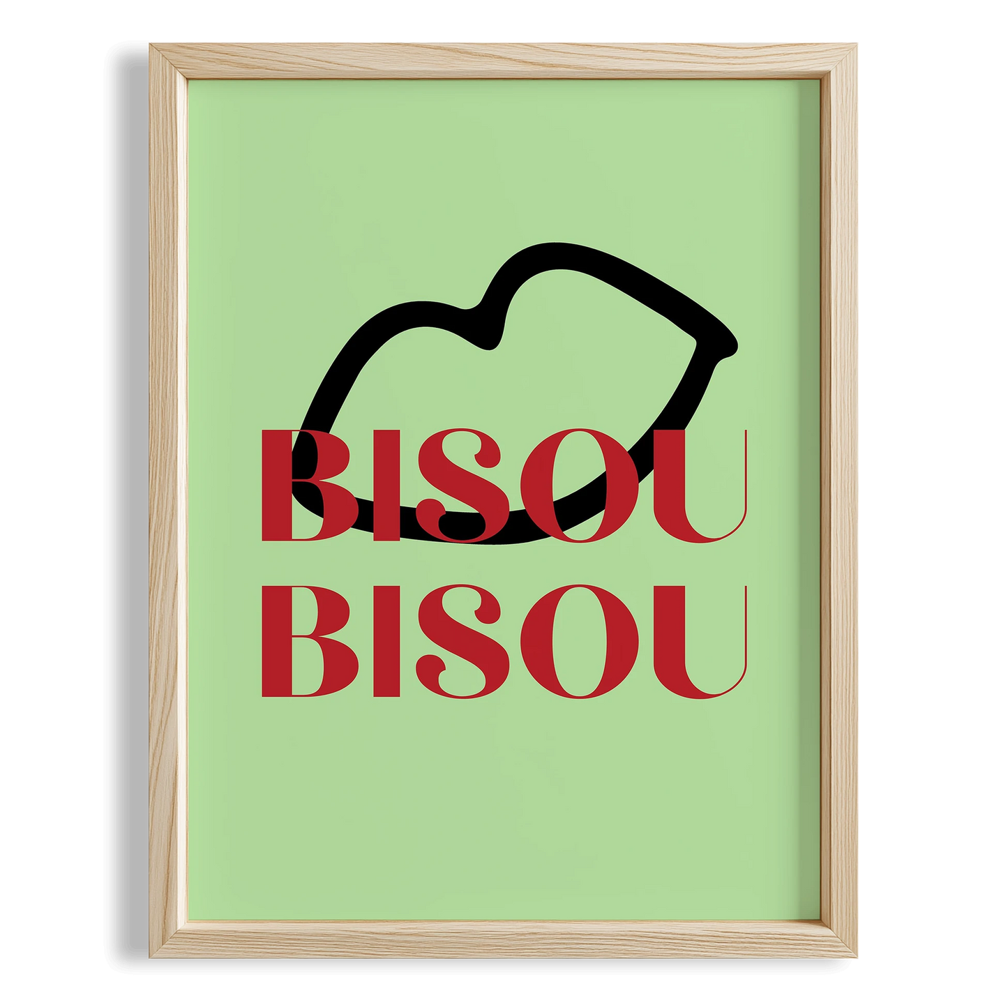 Bisou Bisou Fransızca Tipografi Mutfak Duvar Tablosu