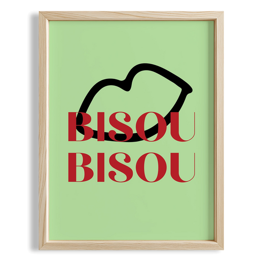 Bisou Bisou Fransızca Tipografi Mutfak Duvar Tablosu