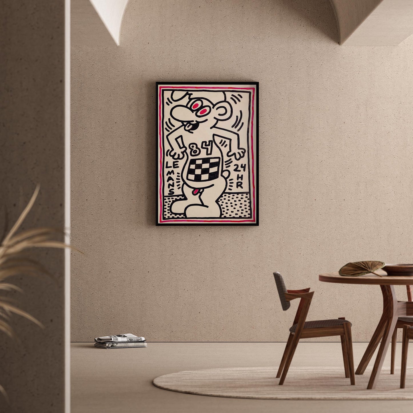 Satrançlı Figür - Keith Haring Ahşap Duvar Tablosu