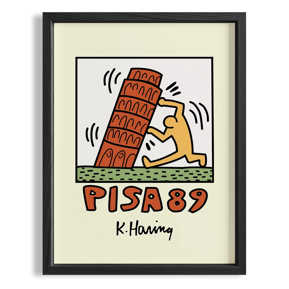 Pisa Kulesi - Keith Haring Ahşap Duvar Tablosu