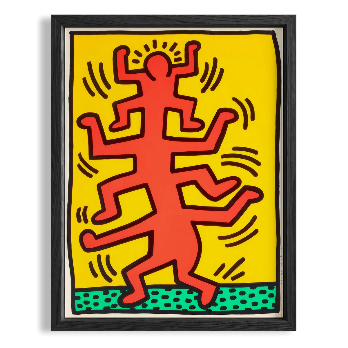 Dans Eden Figür - Keith Haring Ahşap Duvar Tablosu