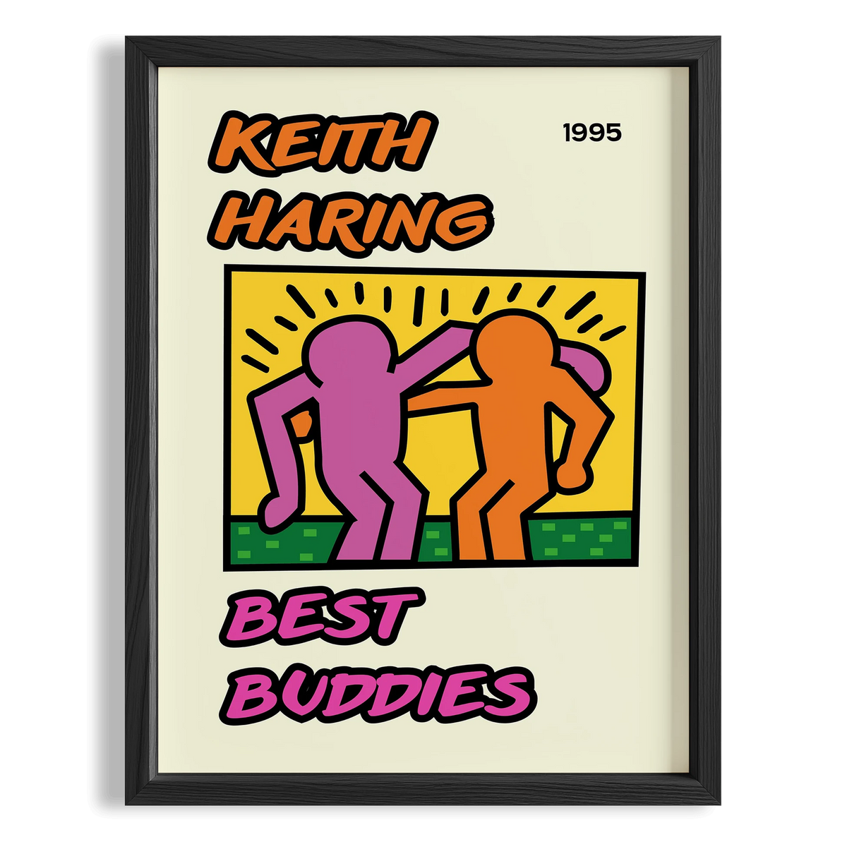 En İyi Dostlar - Keith Haring Ahşap Duvar Tablosu