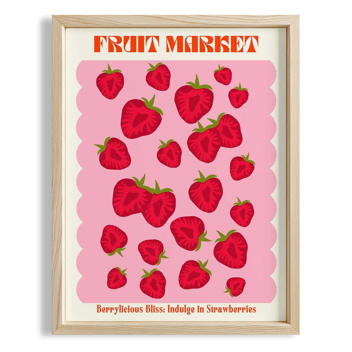 Çilekler Fruits Market I Meyveler Mutfak Duvar Tablosu